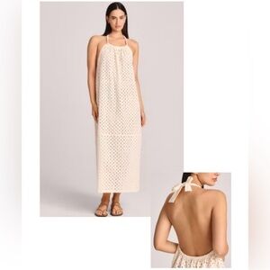 VITAMIN‎ A eyelet halter maxi coverup dress -cream large excellent 100% cotton
